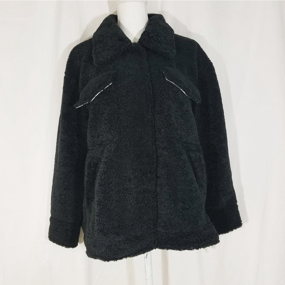 Something Navy Dark Gray cozy teddy jacket - Large NWT